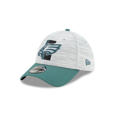 Green Philadelphia Eagles Hat - New Era NFL Official NFL Training 39THIRTY Stretch Fit Caps USA0451629